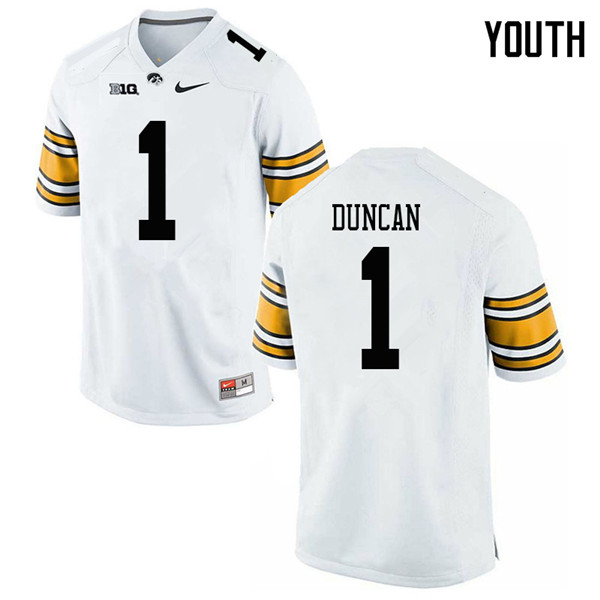 Youth #1 Keith Duncan Iowa Hawkeyes College Football Jerseys Sale-White - Click Image to Close